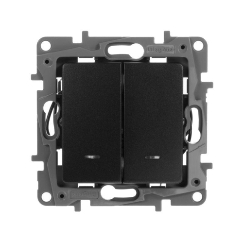 Выключатель 2-кл. СП Etika 10А IP20 250В 10AX с подсветкой/индикацией авт. зажимы механизм антрацит IEK 672604