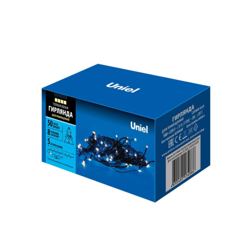 Гирлянда LED ULD-S0500-050/DGA WARM WHITE IP20 5м 50 диодов. тепл. бел. свет провод зел. Uniel UL-00007304