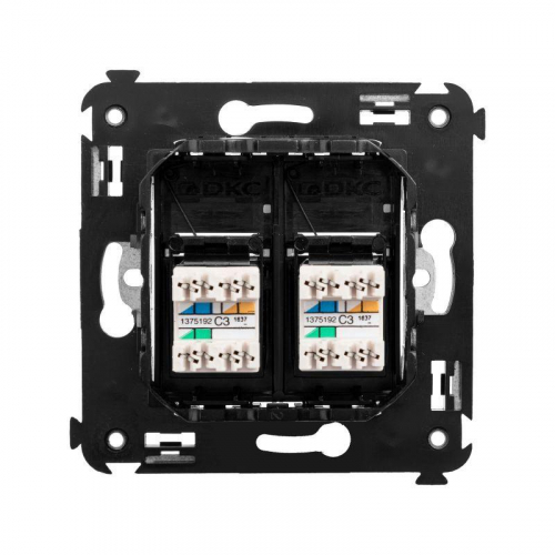 Розетка телефонная 2-м СП Avanti "Черный квадрат" RJ12 DKC 4402314