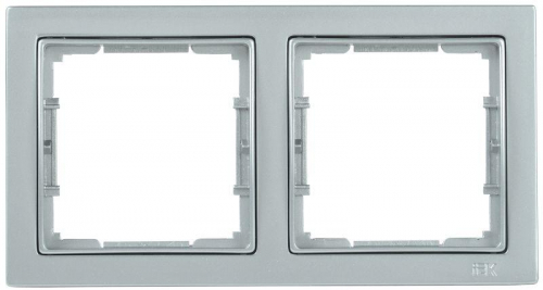 Рамка 2-м BOLERO Q1 РУ-2-БС квадрат. серебр. IEK EMB22-K23-Q1