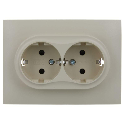 Розетка 2-м SKANDY 16А с заземл. защ. шторки в сборе SK-R07B беж. IEK SK-R24-16-K10-F