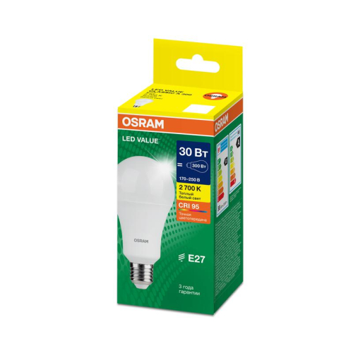 Лампа светодиодная LED G4 Value LVCLA300 30W/927 CRI95 30Вт 2700К 3000лм грушевидная матов. E27 170-250В OSRAM 4058075696594