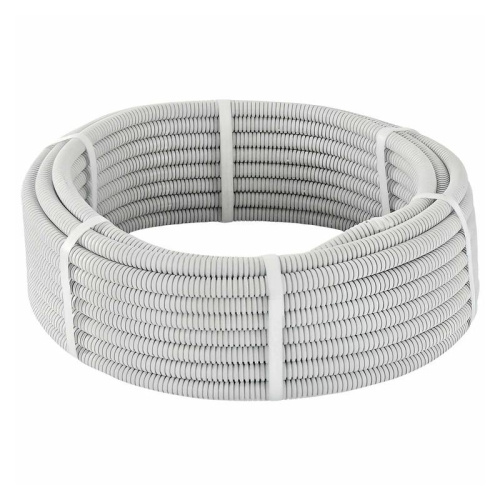 Труба гофрированная ПВХ d25мм с протяжкой сер. (уп.25м) TOKOV ELECTRIC TKE-TG/P-25-C06/25