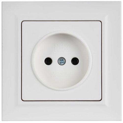 Розетка BRITE РСР10-1-0-БрАБ 10А в сборе без заземл. без защ. шторок арктич. бел. IEK BR-R10-10-K91-F