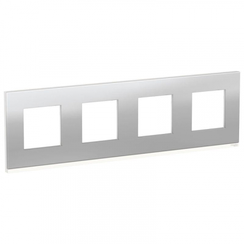 Рамка 4-м Unica Pure горизонт. алюм. матов. бел. SchE NU600880