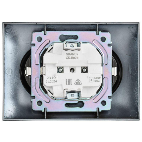 Розетка 2-м SKANDY 16А с заземл. защ. шторки в сборе SK-R07N никель IEK SK-R24-16-K50-F