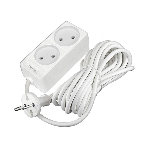 Удлинитель 2х7м без заземл. 10А IP20 2.2кВт ПВС 2х1 бел. DOMTOK 2348