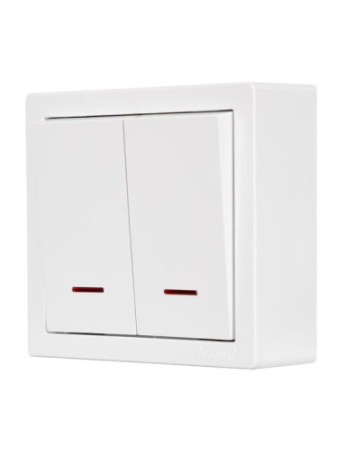 Выключатель 2-кл. ОП LETO с индикацией бел. LEZARD 752-0200-112