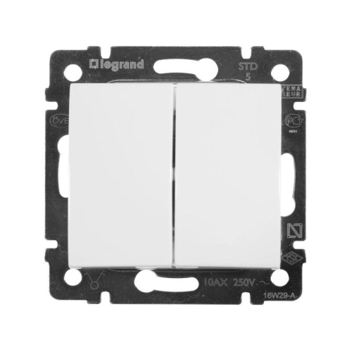 Выключатель 2-кл. СП Valena 10А IP31 250В механизм бел. IEK 774405