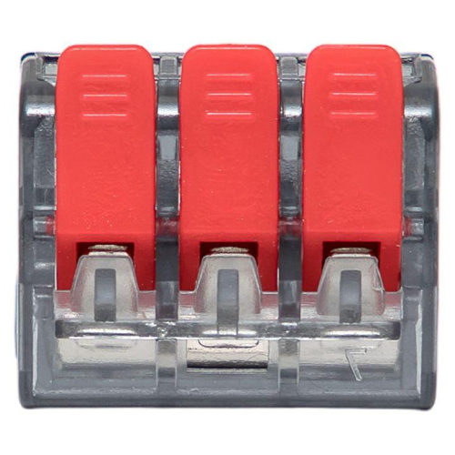 Клемма строительно-монтажная СМК 221-413 с рычагом 3 отверстия 0.2-4.0кв.мм (блист.20шт) PROxima EKF plc-smk-221-413b-20