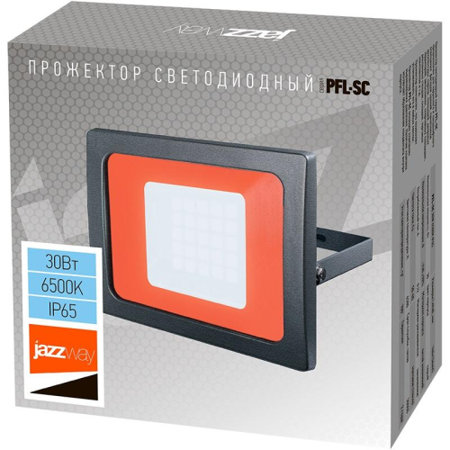 Прожектор светодиодный PFL-SC 30Вт 6500К IP65 190-260В ДО закален. матов. стекло JazzWay 5001404