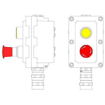 Пост управления взрывонепроницаемый из алюминия LCSD-02-B-MB-L1Y(220)x1-P6E(11)x1-PBMB-KA2MHK DKC LCSD21000067