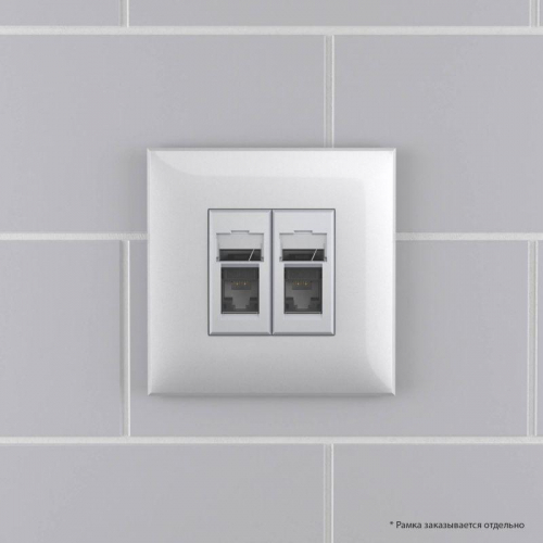 Розетка компьютерная 2-м 2мод. RJ-45 СП кат.6 Avanti "Закаленная сталь" DKC 4404294