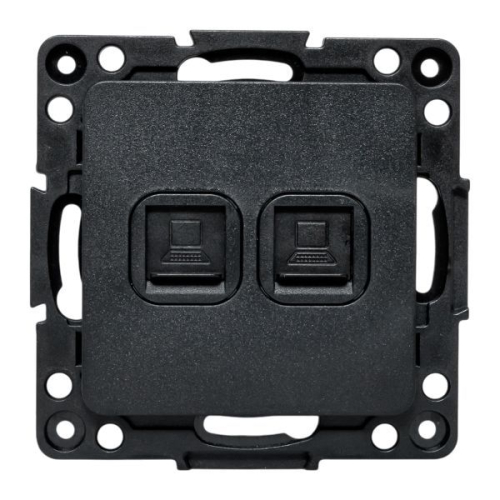 Розетка компьютерная 2-м Стокгольм RJ-45 механизм черн. EKF EZK02-035-10