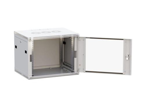 Шкаф настенный 19дюйм TERACOM PRO 6U 600х600мм дверь стеклянная с замком-ручкой сер. EKF TRP-WLL-0666-40G