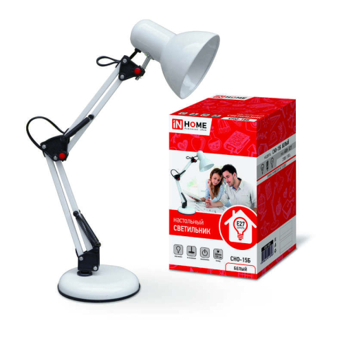 Светильник настольный СНО 15Б 60Вт E27 230В под лампу на основании бел. (кор.) IN HOME 4690612012896