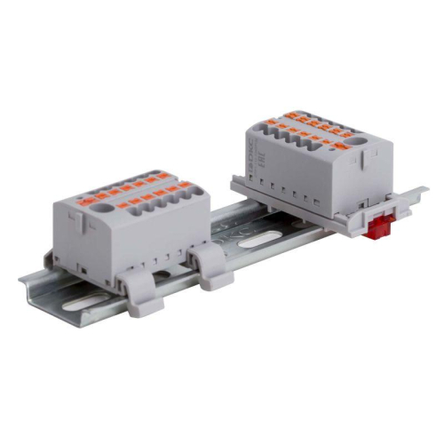 Блок распределительный зажим push-in 12 точек подключения 25кв.мм сер. DKC DTP1-012-04SPUG