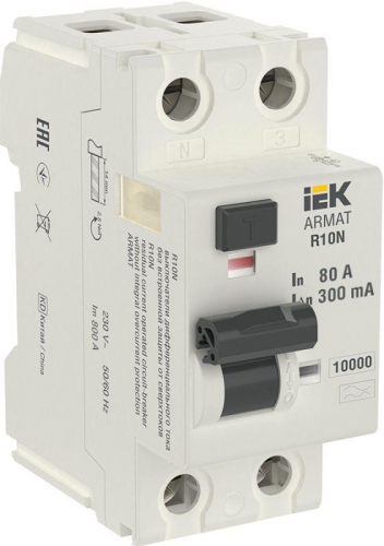 Выключатель дифференциального тока (УЗО) 2п 80А 300мА тип A ВДТ R10N ARMAT IEK AR-R10N-2-080A300