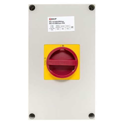 Переключатель кулачковый ПК-2-13 100А 3п "ВКЛ-ВЫКЛ" с блокировкой в боксе IP65 PROxima EKF pk-2k-13-100-a65