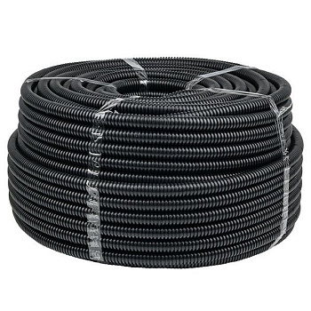 Труба гофрированная d63мм с протяжкой безгалоген. трудногорючая (FRHF) черн. (уп.15м) Plast EKF FRHF-63