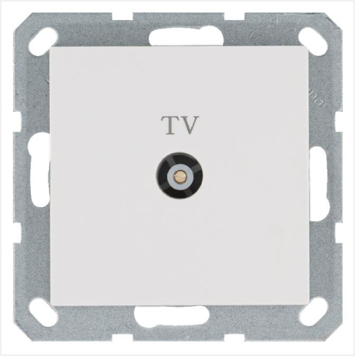 Розетка телевизионная оконечная TV Ф9.5мм механизм бел. глянцевый Jasmart G6001W