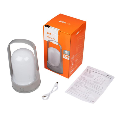 Фонарь светодиодный аккумуляторный кемпинговый Accu5-L60-gy 60SMDх0.5Вт 220/350/650лм 8000-9000К IP20 (Li-ion аккумулятор 3.7В 18650 3600мА.ч) диммер сер. JazzWay 5058323