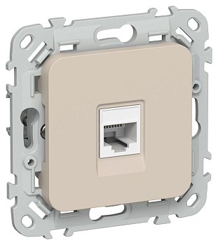 Розетка компьютерная СП FLITE РК5е-1-0-ФлЛ RJ45 кат.5E UTP механизм льняной IEK FI-K12-1-K88