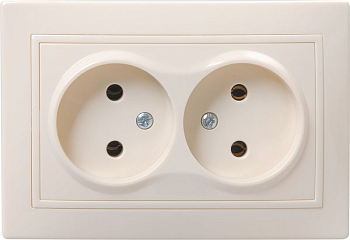Розетка 2-м СП Кварта РС12-2-Км 10А без защ. шторки без заземл. керам. крем. GENERICA ERK20-K33-10-K