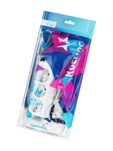 Удлинитель 3х3м без заземл. 16А IP20 ПВС 2х1.5 КОСМОС YKsm3m-3g(K)