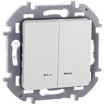 Выключатель 2-кл. Inspiria 10А IP20 250В 10AX с подсветкой/индикацией механизм бел. IEK 673630
