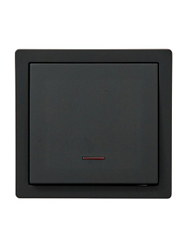 Выключатель 1-кл. ОП LETO с индикацией черн. бархат LEZARD 752-4200-111