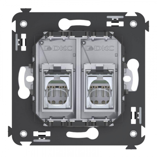 Розетка 2-м RJ-45 СП кат.5e экранированная Avanti "Закаленная сталь" DKC 4404364