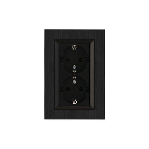 Розетка 2-я Karea LINE STAR с заземл. чер. Makel 86054082