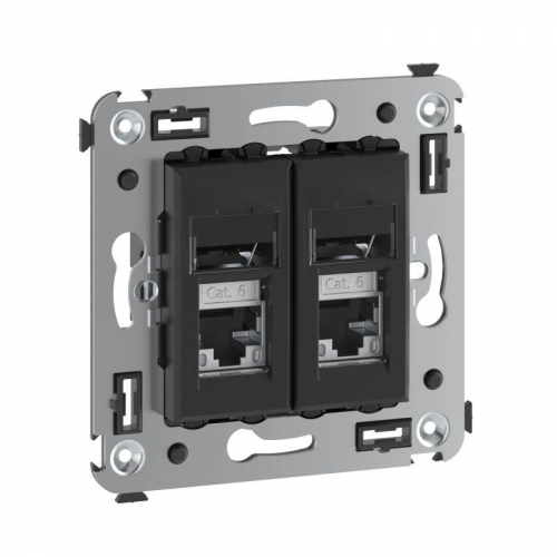 Розетка компьютерная 2-м RJ-45 СП кат.6 экранированная Avanti "Черный матовый" DKC 4412394