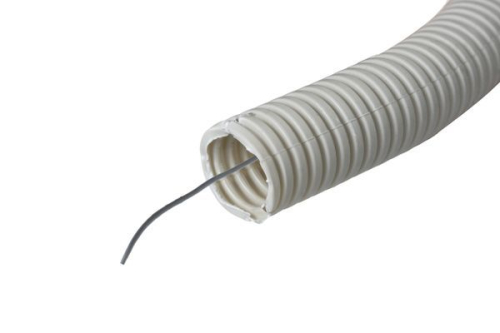 Труба гофрированная ПВХ d25мм с протяжкой сер. (уп.50м) Plast PROxima EKF tg-z-25