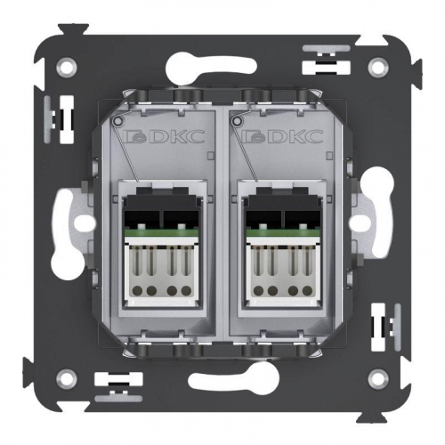 Розетка компьютерная 2-м 2мод. RJ-45 СП кат.6 Avanti "Закаленная сталь" DKC 4404294