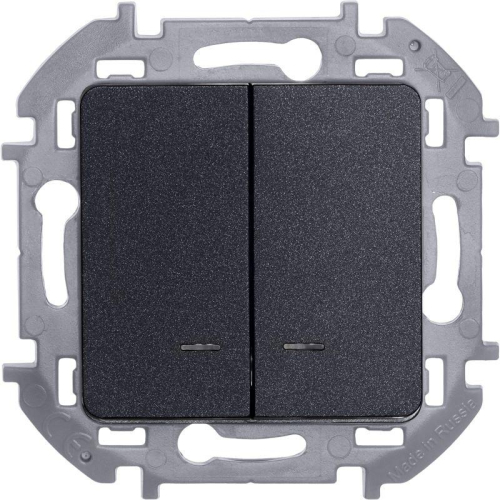 Выключатель 2-кл. Inspiria 10А IP20 250В 10AX с подсветкой/индикацией механизм антрацит IEK 673633