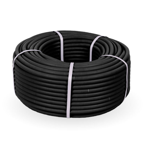 Труба гофрированная ПА d16мм с протяжкой безгалоген. (HF) стойкая к УФ черн. (уп.100м) Промрукав PR02.0067