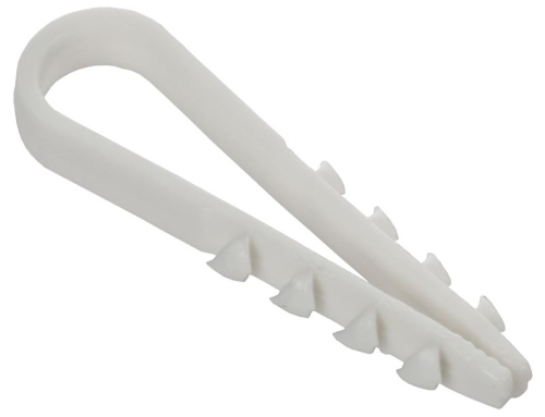 Дюбель-хомут 5х10мм для круглого кабеля нейлон бел. (уп.100шт) GENERICA UDH13-05-10-100-K01-G