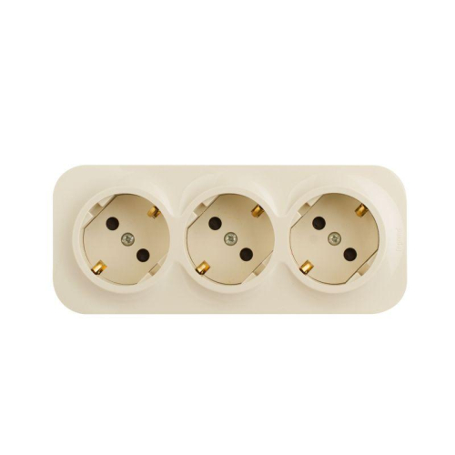 Розетка 3-м ОП Quteo 16А IP20 250В 3х2P+E с заземл. защ. шторки сл. кость IEK 782268