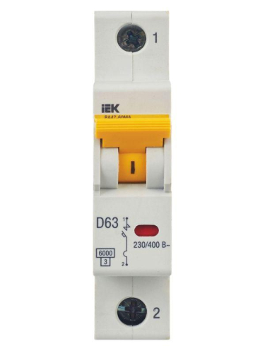 Выключатель автоматический модульный 1п D 63А 6кА ВА47-60МА без тепл. расцеп. KARAT IEK MVA33-1-063-D
