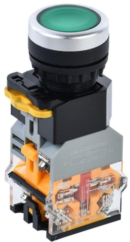 Кнопка D8-11D d22мм 1НО+1НЗ с подсветкой зел. KARAT IEK BBT30-11D-3-12-K06