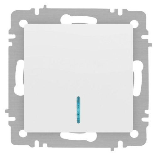 Выключатель 1-кл. СП Accent 6-102-01М 10А IP20 250В с подсветкой AL/CU бел. матов. Intro Б0063466