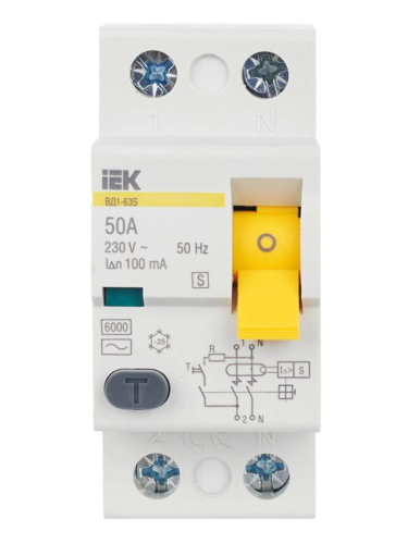 Выключатель дифференциального тока (УЗО) 2п 50А 100мА тип ACS ВД1-63S KARAT IEK MDV12-2-050-100
