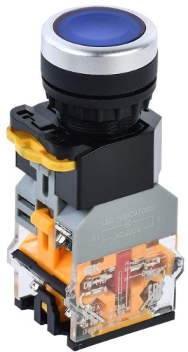 Кнопка D8-11D d22мм 1НО+1НЗ с подсветкой син. KARAT IEK BBT30-11D-3-12-K07