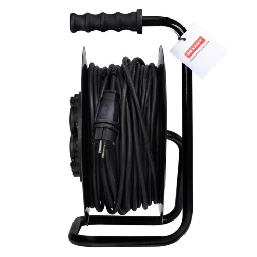 Удлинитель на метал. катушке 4х40м с заземл. IP44 КГ 3х2.5кв.мм с выключателем с защ. крышками Rexant 13-5015