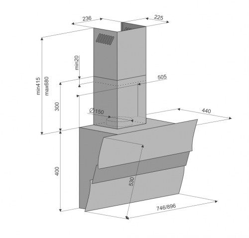 Кухонная вытяжка Konigin Violin Black 90