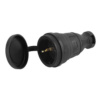 Разъем прямой 16А IP44 с заземл. каучук. черн. R8-B-IP44 Эра Б0044541