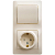 Блок комбинированный Glossa (розетка защ. шторки с заземл. + 1-кл. выкл.) беж. SE GSL000270