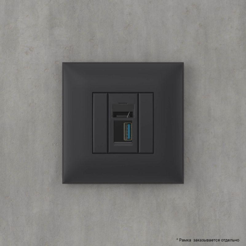 Розетка USB 3.0 1-м СП Avanti "Черный матовый" тип А-А DKC 4412303